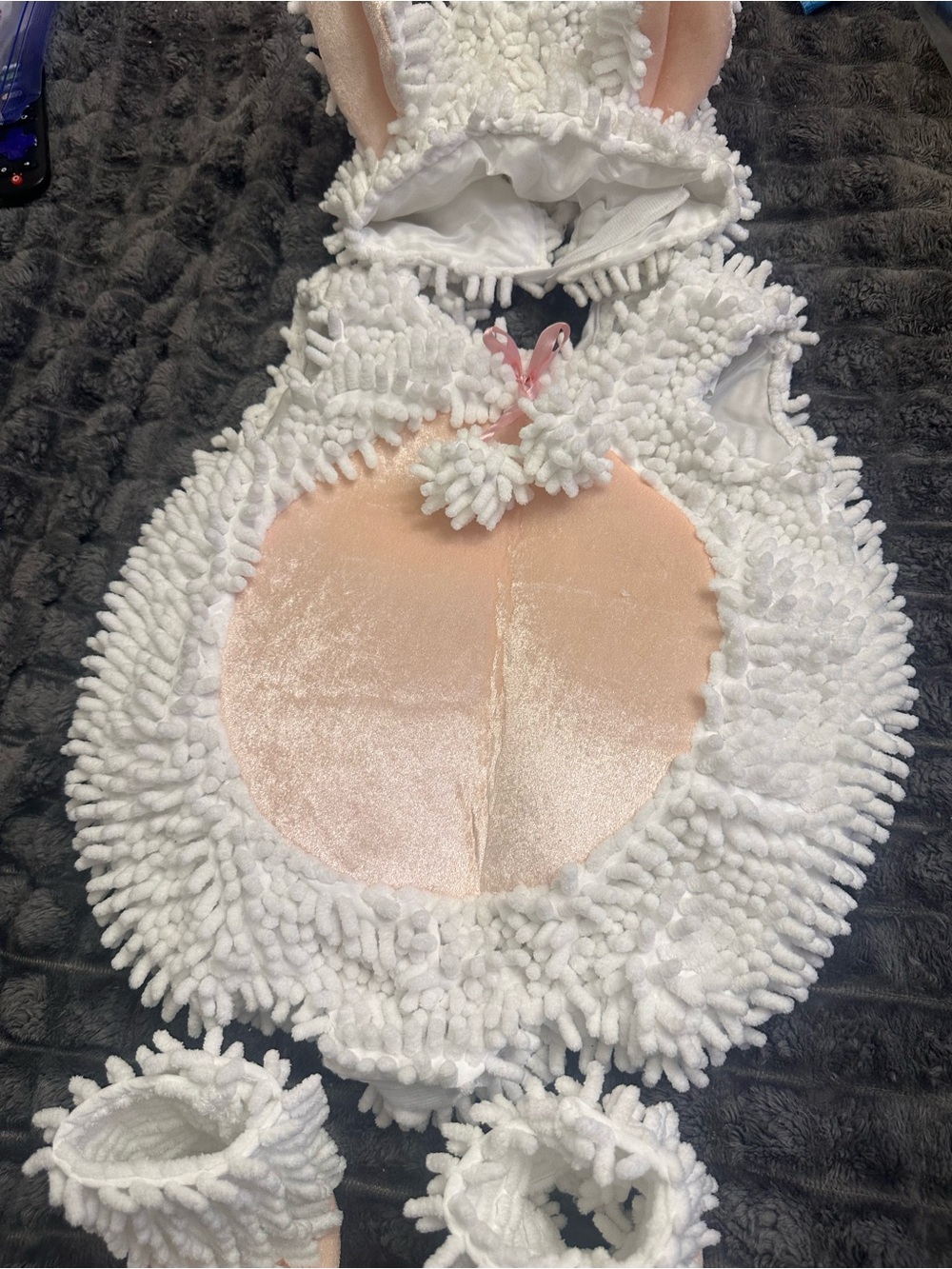 Plush White Lamb Costume with Pink Velvet Belly